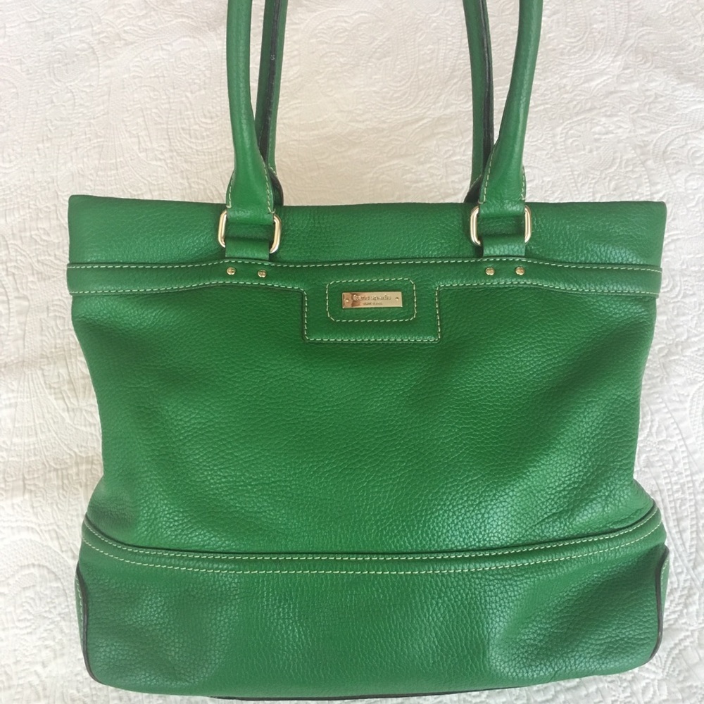 Kate Spade green pebbled leather tote bag